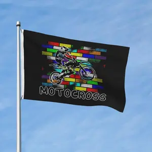 Motorcycross Flag 3x5 Ft Anti-Fading Outdoor Yard Flag Double Sided Motorcycle Lovers Banner Garden Decor For Outside, Lawn, Porch, Balcony