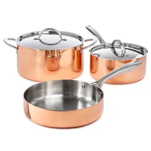BergHOFF Vintage 5pc Tri-Ply Copper Cookware Set with Lids