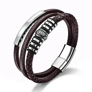 Mario Brown Leather Magnetic Bracelet