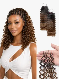 Readitress™ Ombre Brown Deep Wave Pre-Separated Feather Crochet Human Hair Extensions