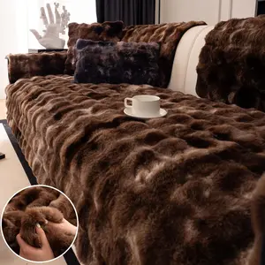 1 Pc Luxury Plush Sofa Cover, Thickened Faux Fur Couch Protector Pad, Non-Slip Washable Sofa Cushion Slipcover, Soft Furry Sofa Throw Blanket, Pet Friendly Sofa Mat for Armchair, Loveseat, Sectional & 2/3/4 Seater Sofas, Sofa Couch Covers