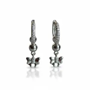 Sterling Silver Bow Huggies