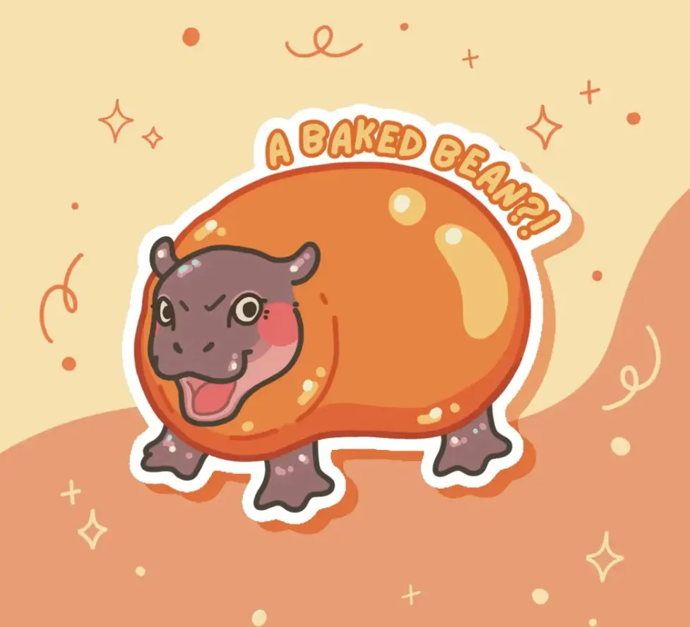 Bean Hippo Sticker, Hippo Sticker, Animal Decal, Cute Stationary, Hippo Decal, Cute Sticker, Die Cut