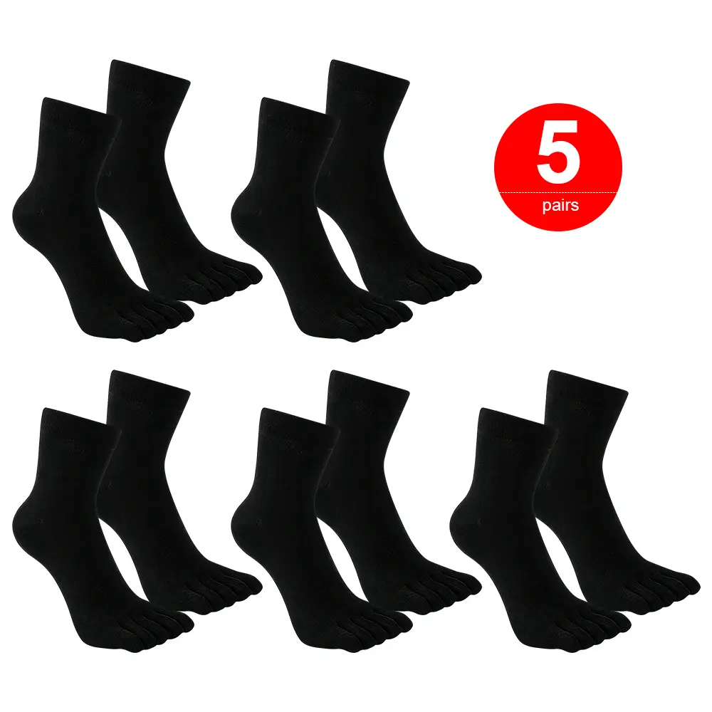 5 Pairs Mens Toe Socks Cotton Breathable Athletic Hiking Running Five Finger Crew Socks 5 Pairs Mens Toe Socks Cotton Breathable Athletic Hiking Running Five Finger Crew Socks