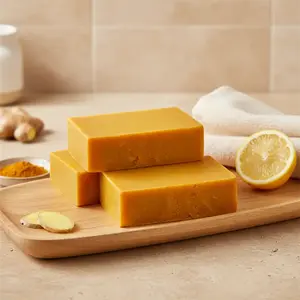 Turmeric Lemon Kojic Acid Ginger Soap, Handmade Cold Process Soap,  Natural Cold Process Soap for Face & Body Cleansing，Natural Handmade Exfoliating Bath Bar Soap