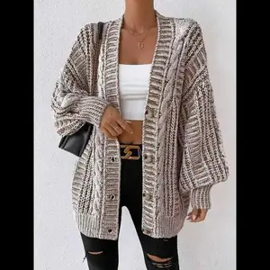 Plus Size Women's Fall Winter Knit Cardigan Sweater Coat, Casual Long Sleeve Drop Shoulder Pullover, Warm Fashion Outerwear