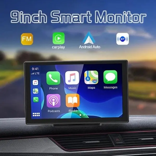Car Display GPS Navigation Bluetooth Handsfree 9'' Car Stereo Monitor Wireless Android Auto Apple Carplay TF FM Bluetooth Radio Car Audio Car Radio Portable