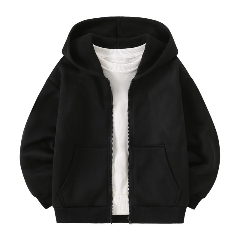 3-Piece Set Autumn/Winter Boys' Hooded Sweatshirt, Fashionable Jacket with Zipper, Comfortable Top for Kids (Ages 4-14)