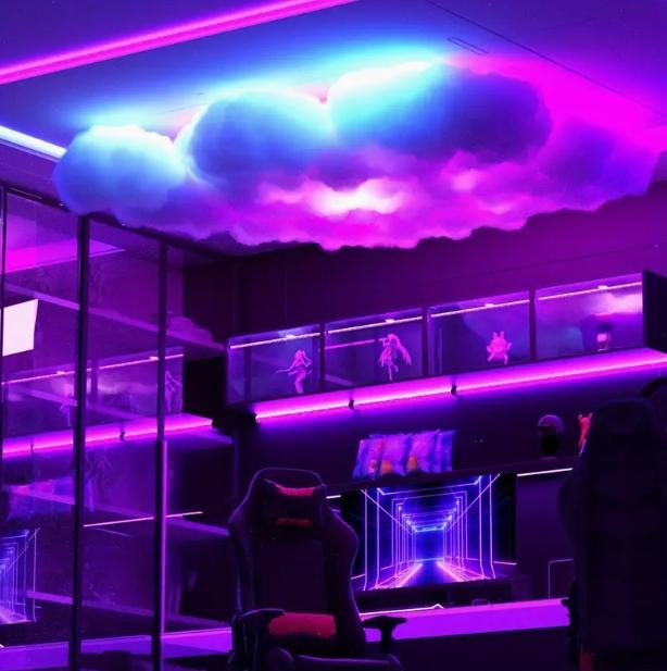 3D Cloud Lights for Esports Room Living Room Bedroom Party Salon Party Christmas Thanksgiving Christmas Eve Decorative Lights with Light Strip Cloud and Adhesive Accessories