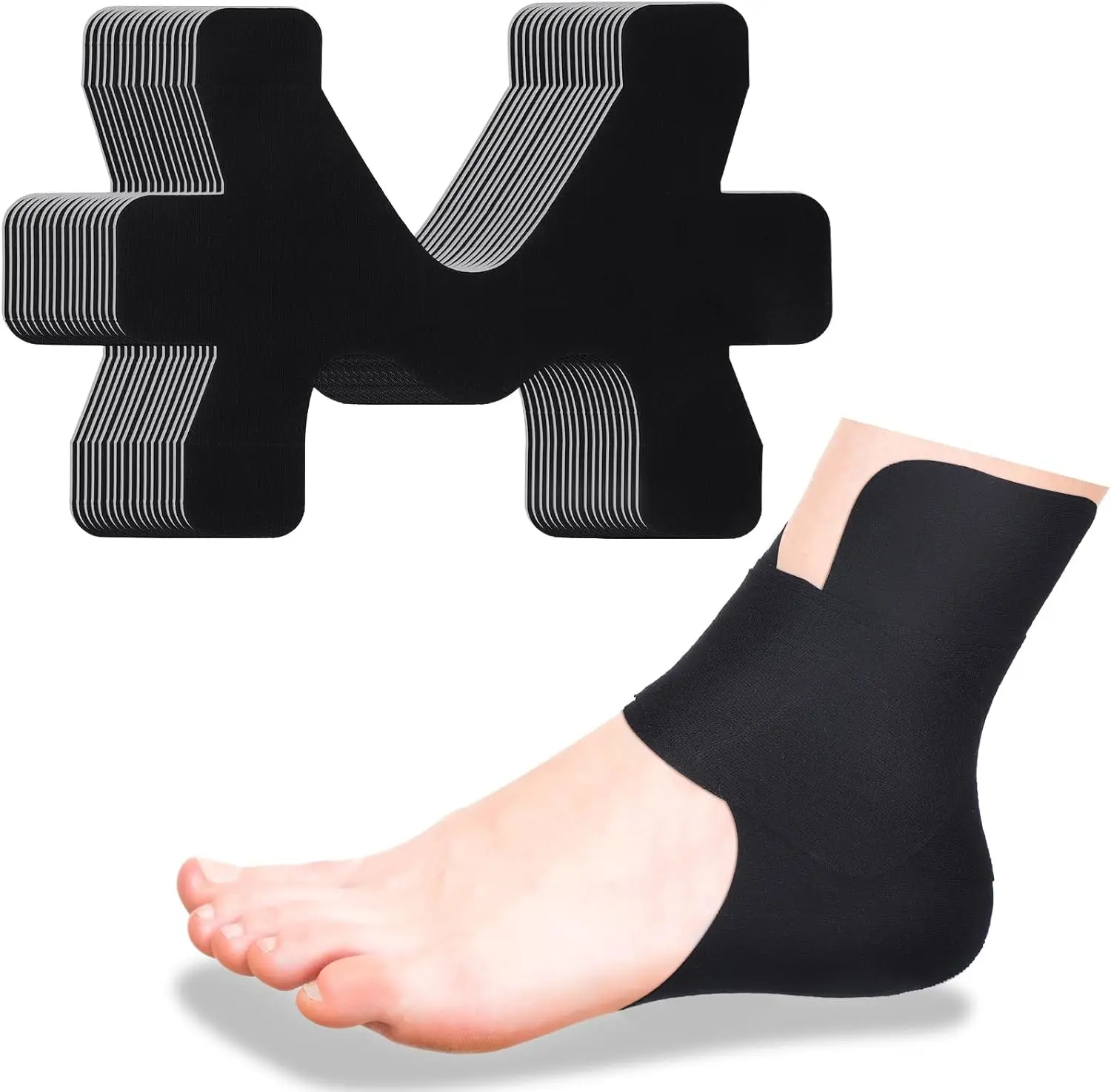 10 Pcs Precut Cotton Kinesiology Tape - Breathable, Waterproof Sporty Protective Gear with Wavy Adhesion for Ankle Support, Pain Relief, Injury Prevention, Sensitive Skin