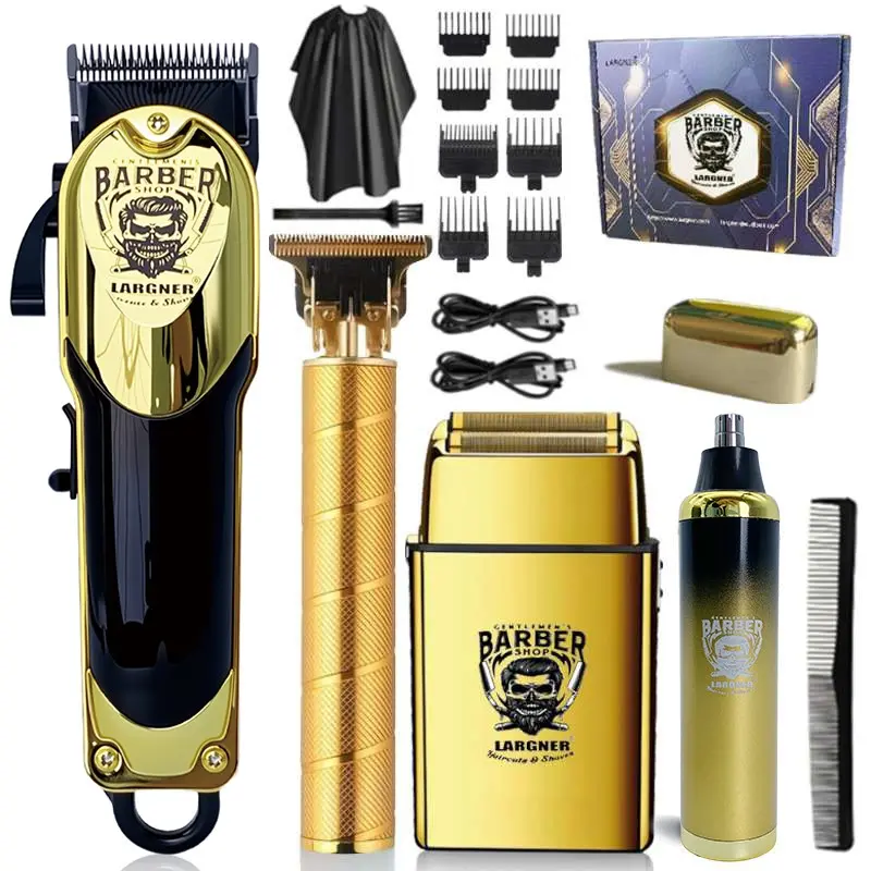 Professional 4 in 1 Hair Trimmer Kit, 1 Set Rechargeable Hair Clipper with Accessories, Hair Grooming Kit for Home & Salon Use, Barber Hair Clippers, Cordless Barber Clippers