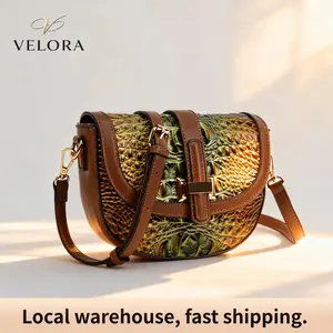 Croc Embossed Saddle Crossbody Bag Set for Women – PU Leather Shoulder Purse with Matching Wallet