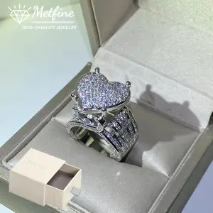 Women's Love Heart CZ Cluster Statement Big Architecture Ring