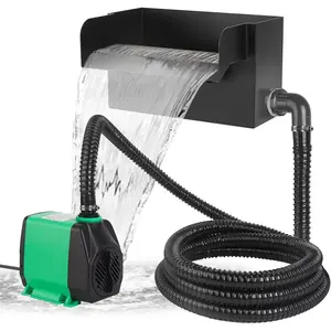 -in- Pond Waterfall Spillway Kit - 12" 304 Stainless Steel Waterfall Box with Ultra-Quiet 660GPH Pump, 10FT Tubing, Filter & Accessories for Outdoor Garden, Pool, Backyard Ponds