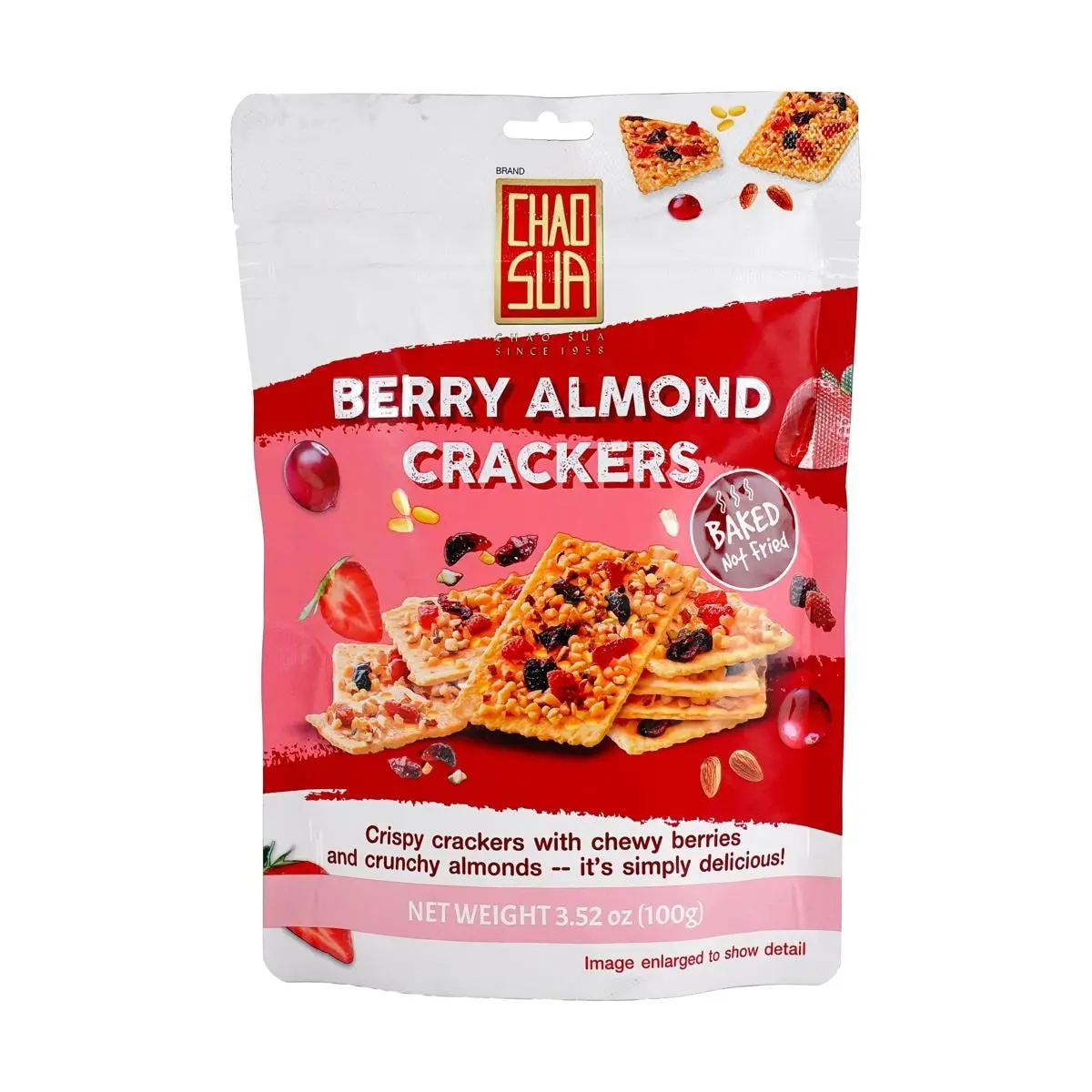 CHAO SUA Berry Almond Crispy Wafer 100g - Healthy Non-Fried Snack, Nutritious & Delicious