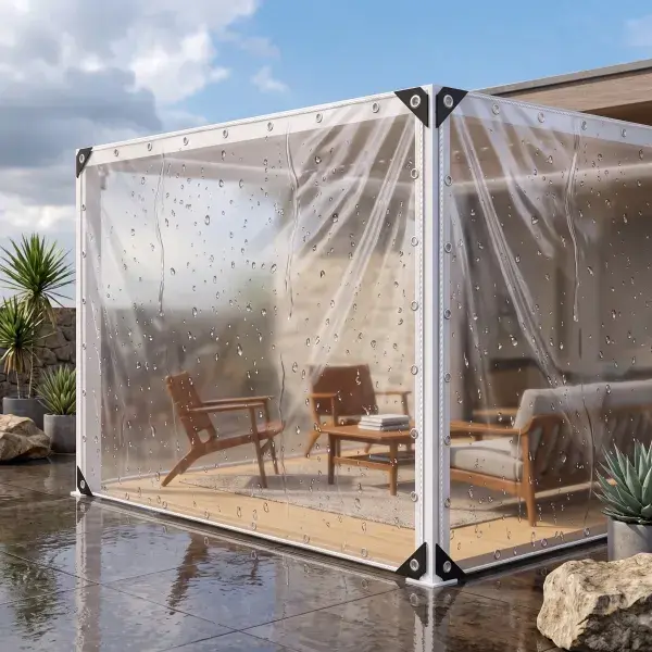 Heavy-Duty Transparent Waterproof Rain Cloth - 10×13 ft, Thickened Edge Circular Fixing Device, Suitable for Patios, Greenhouses, Camper  Clear Tarp dustproof protection