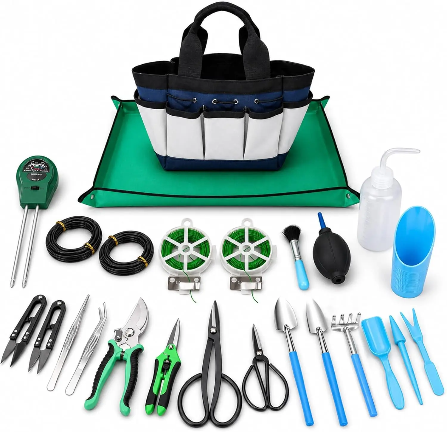 25 Pcs Succulent & sai Tools Set for Beginners, Indoor Plant Care Tool Set with Repotting Mat, Organizer Tote, Soil Moisture Meter, Pruning Shears, Mini Garden Tools, Gardening Gift for Women Men