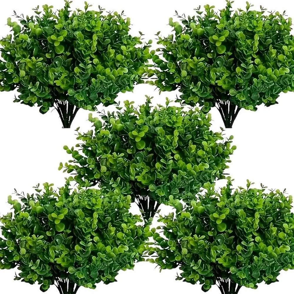 35 Pack Artificial Boxwood Stems Decorative for Outdoors Unfading in The Sun Plastic Faux Plants Fake Foliage Shrubs Greenery for Garden Office Patio Wedding Farmhouse Home Decor Indoor Decoration Artificial Plant Set