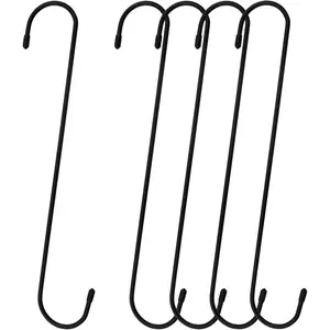 5PCS Heavy Duty Plant Hanger with S-Shaped Hooks 12 inch Metal Iron Hooks for Suspending Flower Pots Suitable for Hanging Baskets Kitchenware Pergolas Wardrobes Patios Black