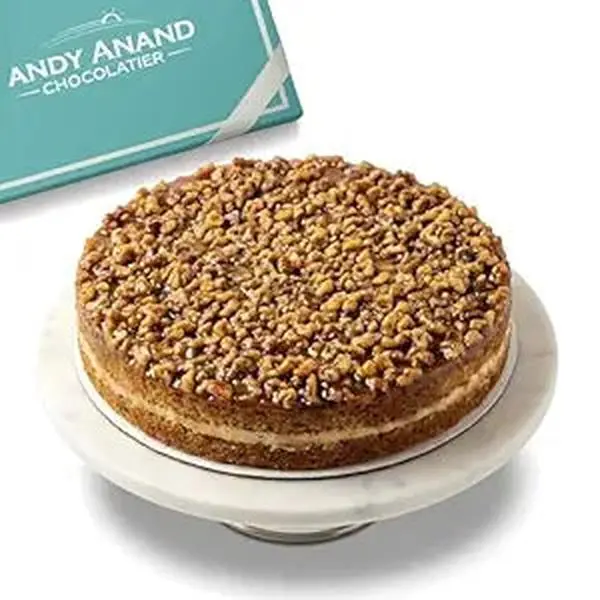 Andy Anand Sugar-Free Caramel Walnut Cake, 9-Inch, 2 lb – Freshly Baked, All-Natural, No Preservatives, Diabetic-Friendly Birthday Gift Box