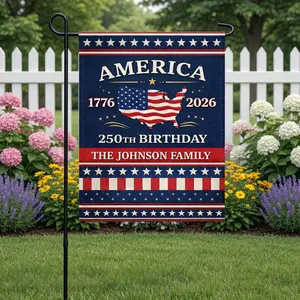 [Garden Flag] Personalized 250th Anniversary American Garden Flag, 1776-2026 Patriotic Family Flag of the United States, Independence Day Decoration