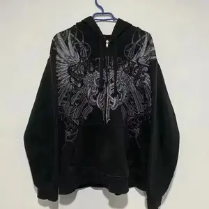 American Fashion Hip Hop Loose Zipper Hoodie Women's Street New Casual Punk Wool Mat Sweatshirt Neutral Warm Clown Hoodie Women's Top Pullover Sleeve