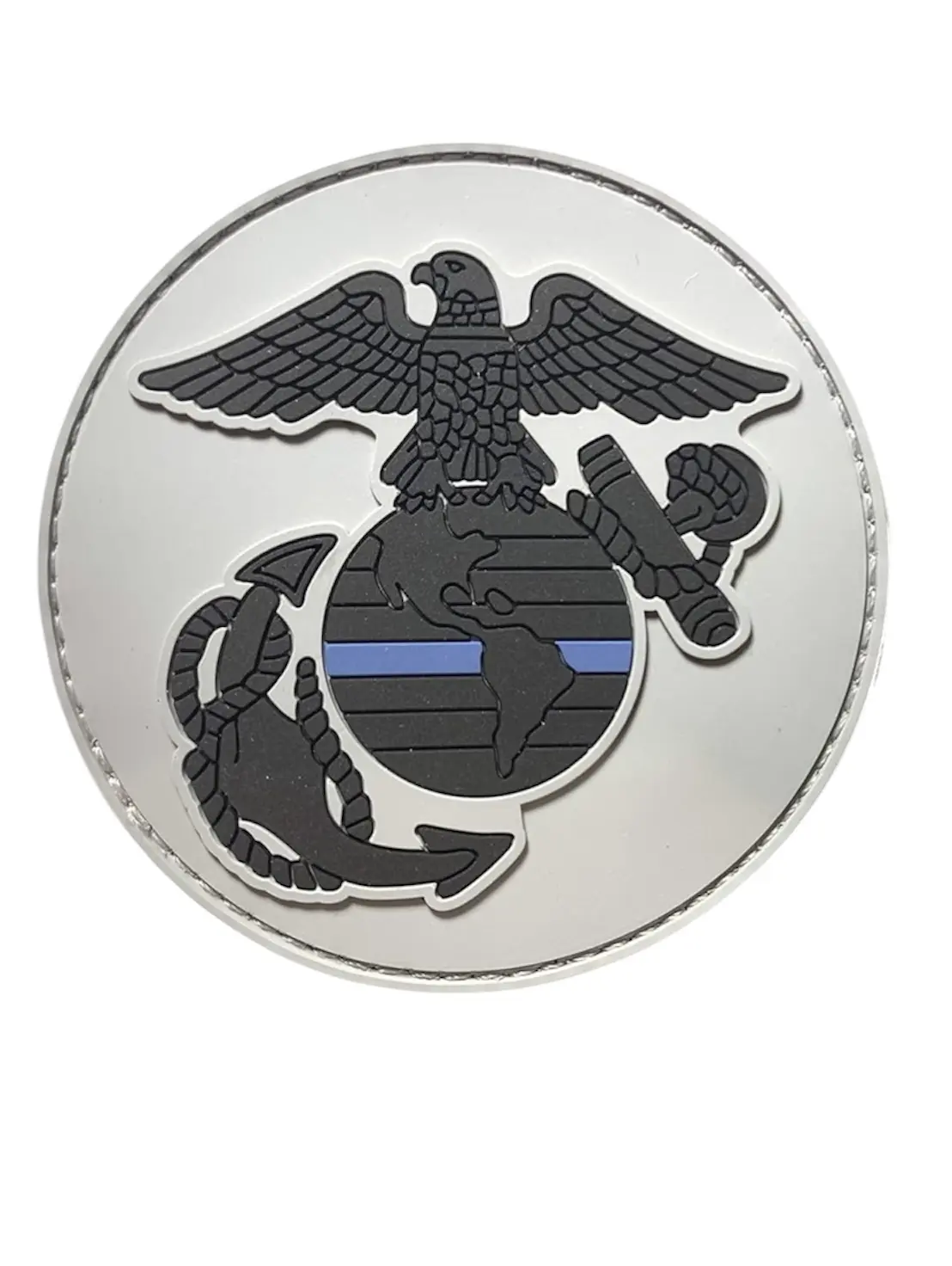 Round Eagle Globe Anchor Thin Blue Line Morale Patch