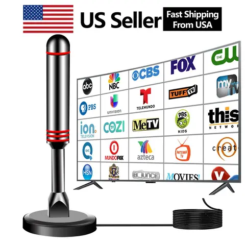 2026 Ultra-Long Range Digital TV Antenna 360° Reception Support 4K 1080p Smart Television HDTV Antenna with Amplifier 10ft Coaxial Cable Portable Indoor TV Antenna for Full HD Channels