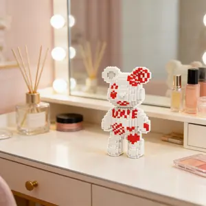 Iconic Bear Building Blocks Set, Detailed Craftsmanship, Perfect Gift for All Occasions, Unisex Design, Ideal for Collectors