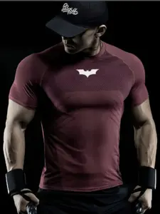 Men's Round Neck Short Sleeve T-Shirt, Breathable Comfortable Sweat-Wicking Elastic Tight Fit, Gym Workout Training Top, Outdoor Cycling, Daily Wear, Sportswear Top