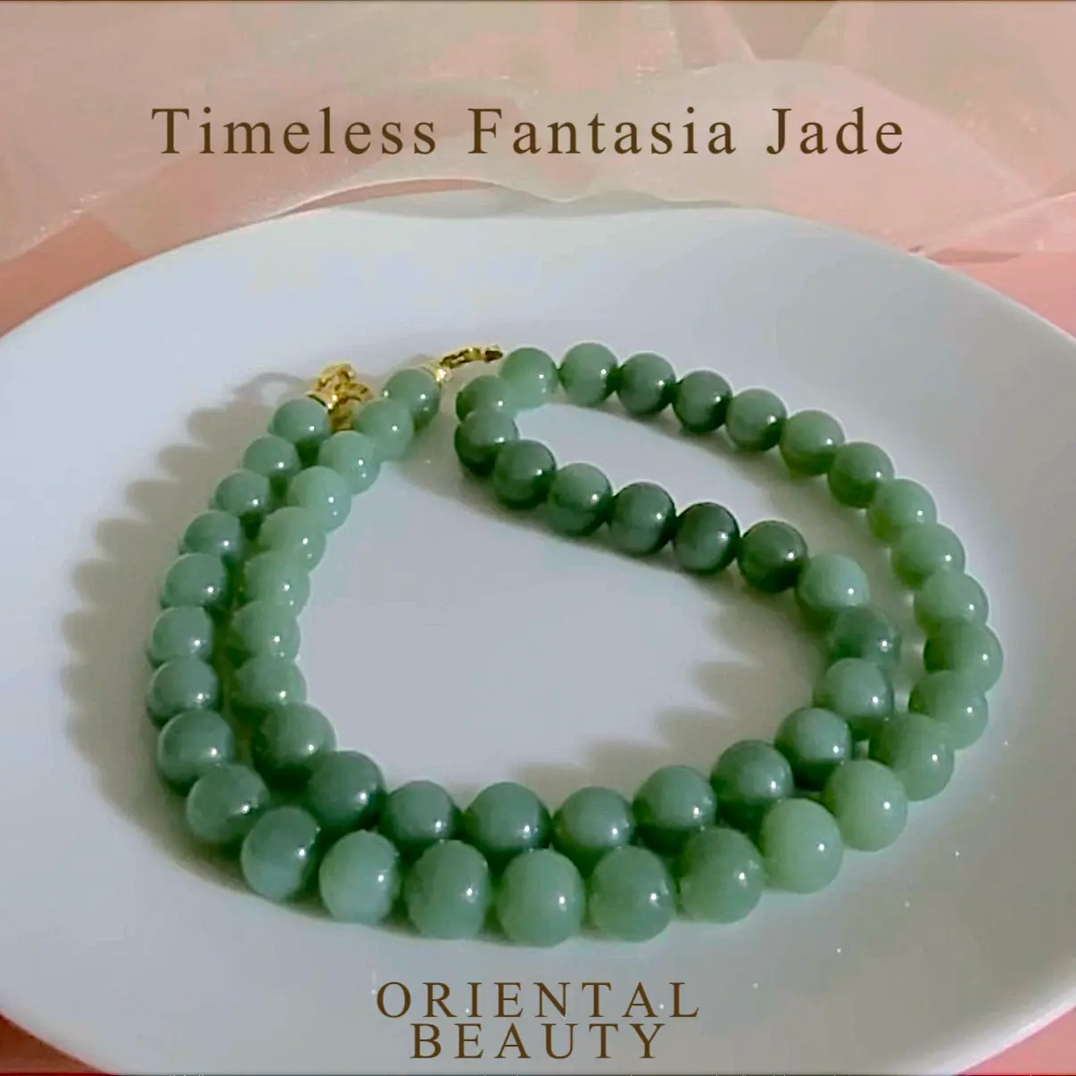 Certified genuine Porcelain blue Nephrite Jade necklace - 8mm beads