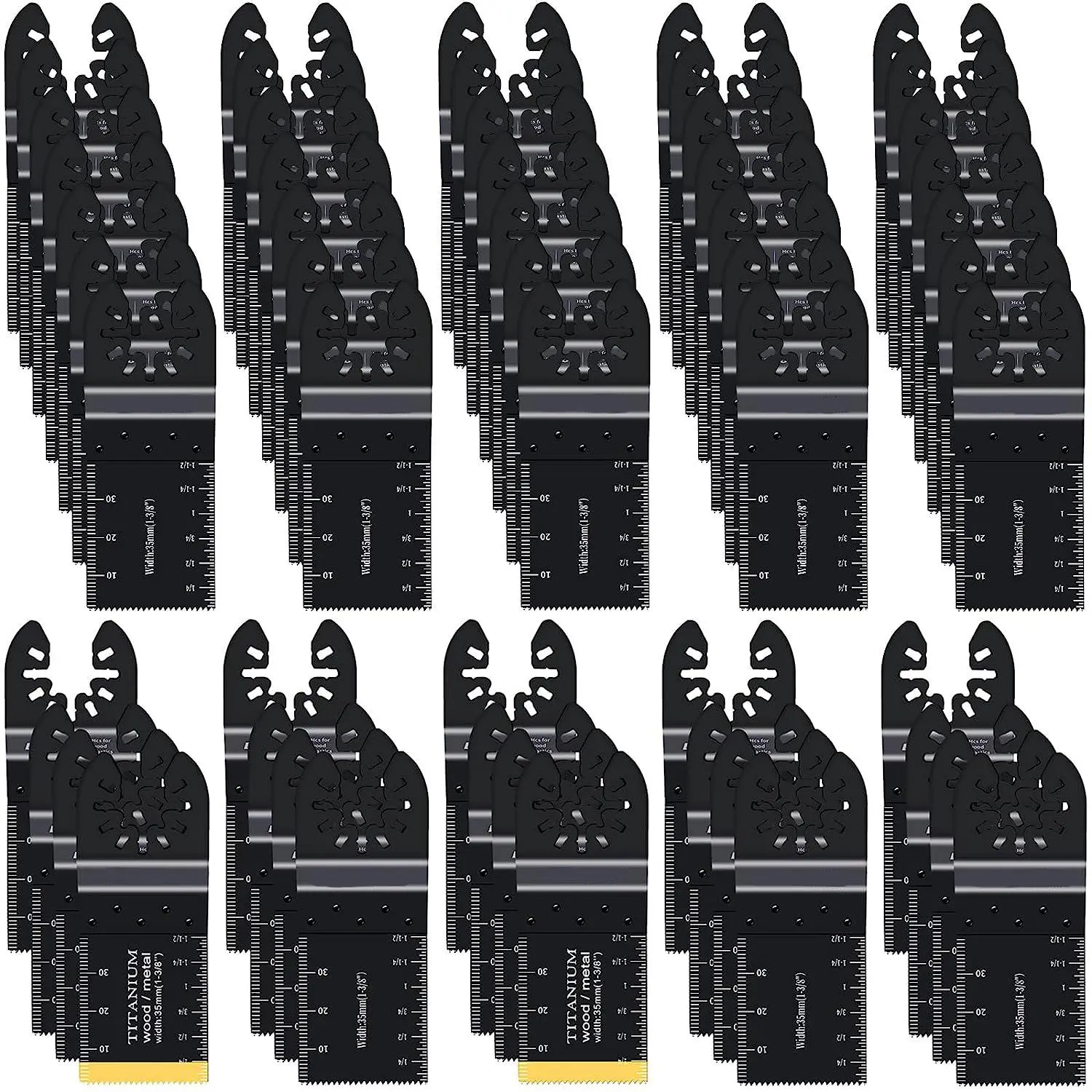 Titanium Saw Blade Set, 55pcs/set Professional Durability Titanium Multitool Blades, Interchangeable Blades, Quick Release Multi Tool Kits with Universal Compatibility for Dewalt Ryobi Milwaukee Rockwell Fein Makita