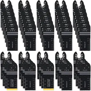Titanium Saw Blade Set, 55pcs/set Professional Durability Titanium Multitool Blades, Quick Release Multi Tool Kits with Universal Compatibility for Dewalt Ryobi Milwaukee Rockwell Fein Makita