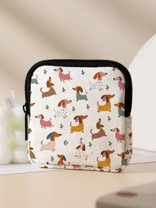 Dog Pattern Printed Coin Wallet, Multifunctional Storage Bag, Durable Polyester, Digital Printing, Key Card Holder, Ideal Gift, Coin Purse, Coin Pouch