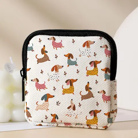 Dog Pattern Printed Coin Wallet, Multifunctional Storage Bag, Durable Polyester, Digital Printing, Key Card Holder, Ideal Gift, Coin Purse, Coin Pouch