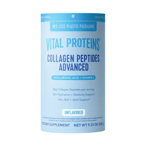 Vital Proteins Collagen Peptides Advanced - Unflavored, 9.33 oz | Powder Dietary Supplement | Hydrolyzed Collagen with Hyaluronic Acid and Vitamin C