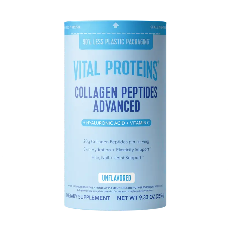 Vital Proteins Collagen Peptides Advanced - Unflavored, 9.33 oz | Powder Dietary Supplement | Hydrolyzed Collagen with Hyaluronic Acid and Vitamin C