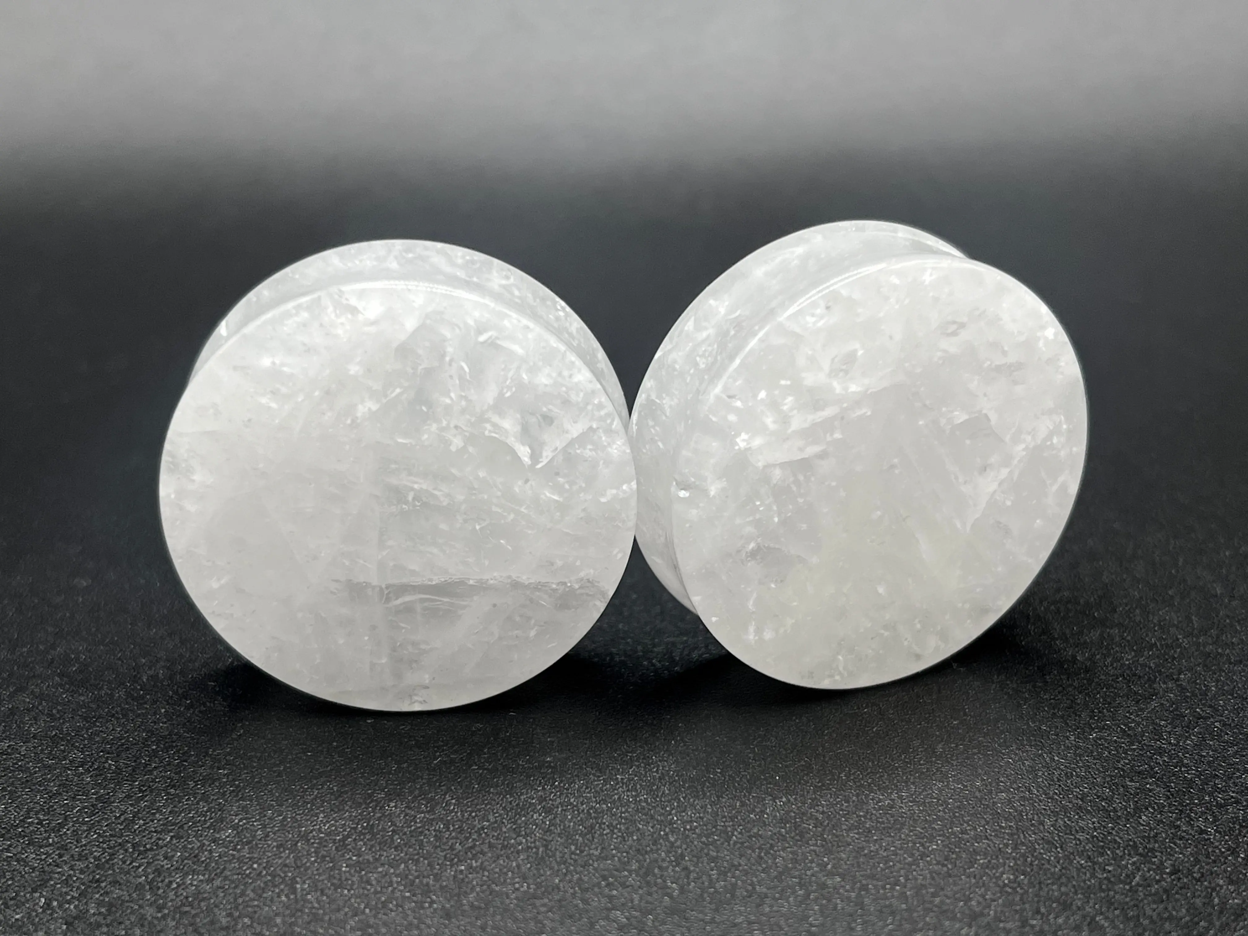 White Quartz Double Flare Gauge Plugs Pair, 3mm-38mm Gemstone Body Jewelry, Natural Chakra Healing Crystals, Master Healer Stone, Harmonizes with All Chakras for Spiritual Growth