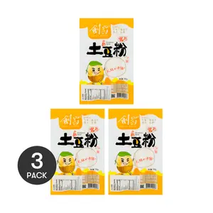 JianShu Potato Noodles - 3 Packs of Wide Rice Noodles (180g Each) | Gluten-Free, Vegan-Friendly, Authentic Asian Cuisine