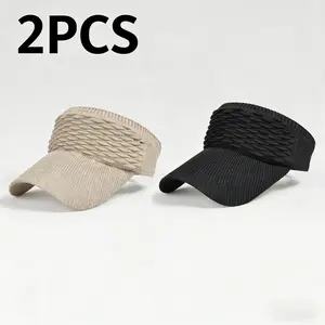 2-Pack Open-Top Sun Visors Spring Summer Outdoor Sports Visors Brimmed Sun Hats for Shade UV Protection