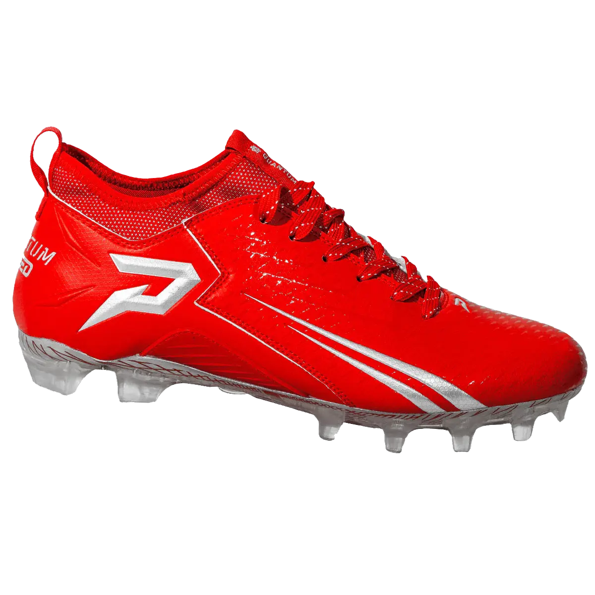 Solid Red Low-cut Football Cleats for Men & Boys, Quantum Speed Lightweight Microfiber with Molded Studs for High School Varsity, 7v7 & Flag Football, Game Day, Male, Tpu