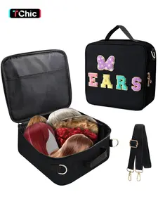 Foldable Wig Storage Box, Unisex Travel Case, Compact Durable Container with Lid, Portable Wig Travel Bag or Makeup Box, Travel Cosmetic Bags