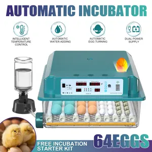 Chalixion 64 Egg Incubator, Fully Automatic Egg Turner with Humidity Control & External Water Refill, Digital Temperature Display, Poultry Egg Hatcher for Chicken, Duck, Quail, Farm & Home Use