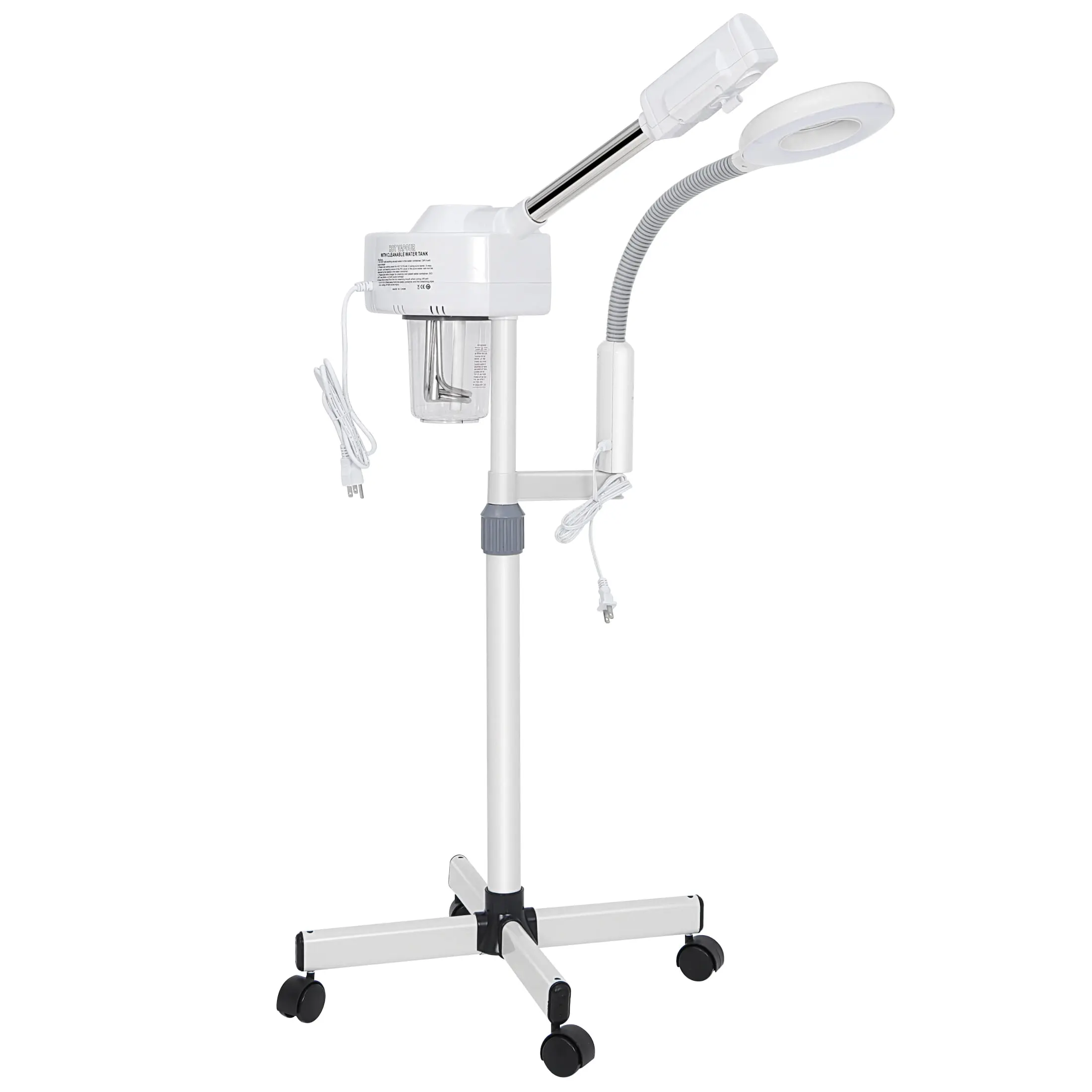2-in-1 Professional Ozone Facial Steamer with 5X Magnifying Lamp, Stainless Steel Facial Care Instrument for Magnified Skin Cleansing and Self-Care