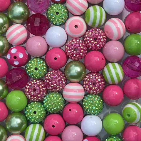 Watermelon Mix Bubble Gum Bead Mixes 20mm Chunky Bead Mixes for Jewelry Making Beading Accessories Durable Plastic Variety of Shades and Designs Diy Beads Diy Mixed Beads