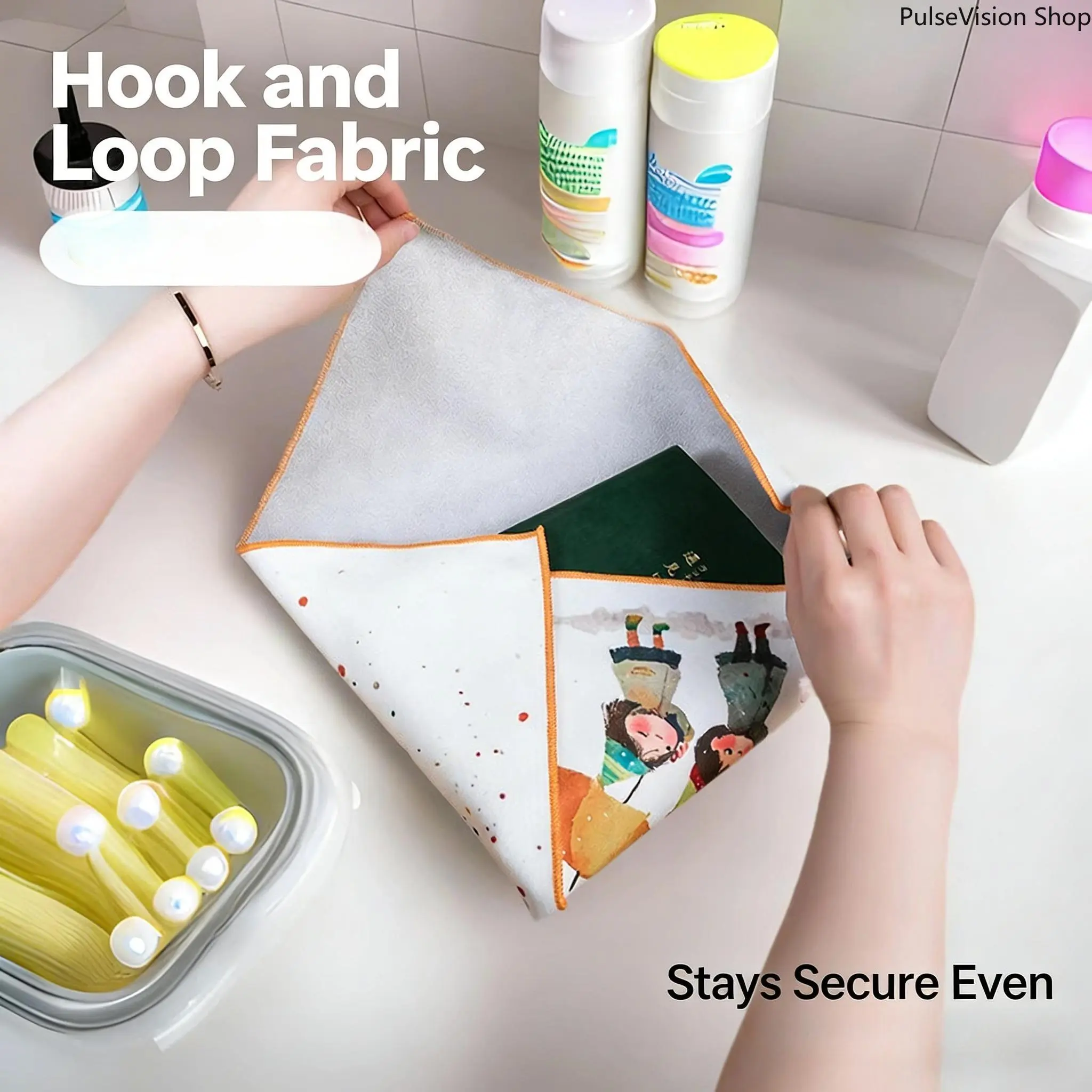 30-Pack Self-Adhesive Abrasive Resistant Fabric Cloth Tape - Durable Fiber Multi-Functional Hook-and-Loop Wrap, Multi-Use Clean Task Cleaning Cloths for Camera & Cosmetics Storage
