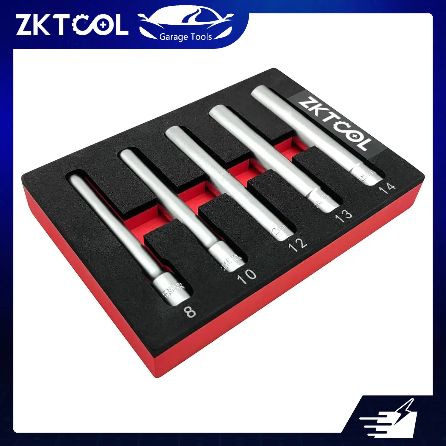 5PC Deep Metrichex Socket Set, 3/ 8-Inch Drive Deep Metric Socket Set 8-10-12-13-14MM Extra Long Deep 120MM