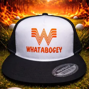 Whatabogey Flat Bill Trucker Hat 2 Tone 5 Panel Snapback One Size Fits Most Parody Hat