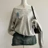 Women's Casual Loose-Fit Animal Print Long Sleeve Sweatshirt Top, Loose Sweatshirts, Comfortable, Asymmetrical Neck Cut Out Design, Perfect for Spring & Fall, Loungewear