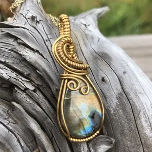 Sunset orange labradorite,moonstone,black tourmaline necklace